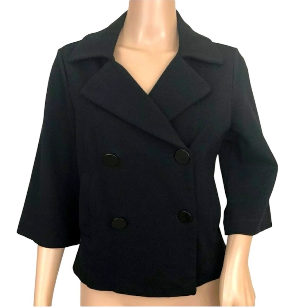 White House Black Market Blazer Jacket Women’s 4 Black Double Breasted Cropped